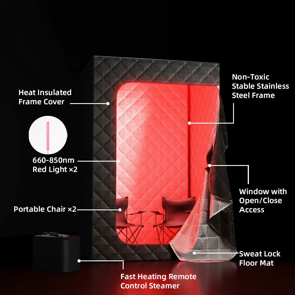 Lucears GlowSteam™ 2 Person Home Sauna with Red Light Therapy