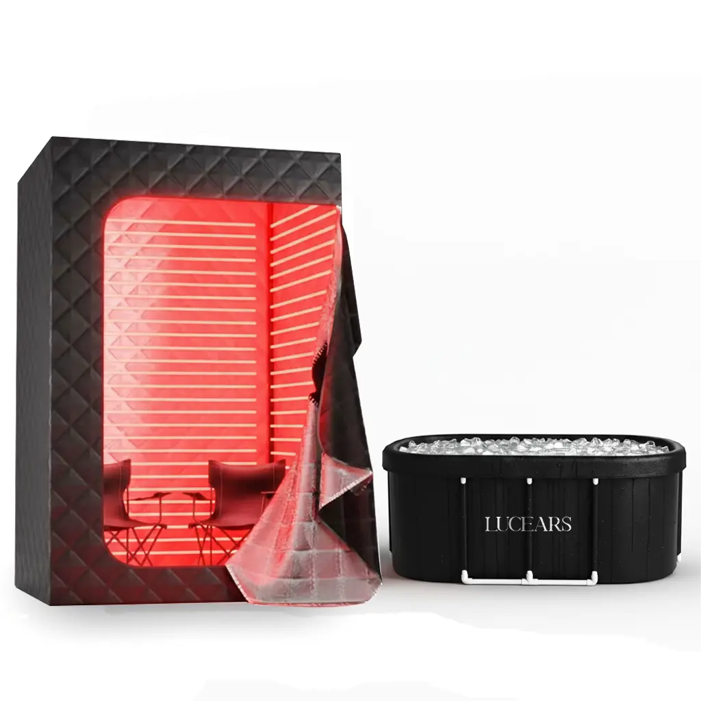 expanded space home sauna with ice bath