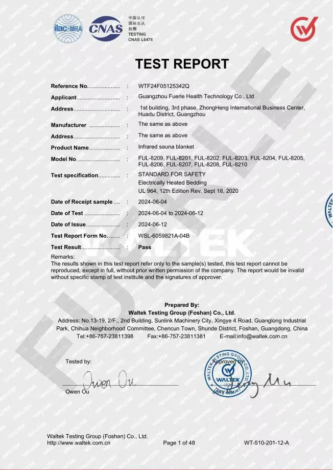 Test report lucears light therapy device for home use with full body therapy