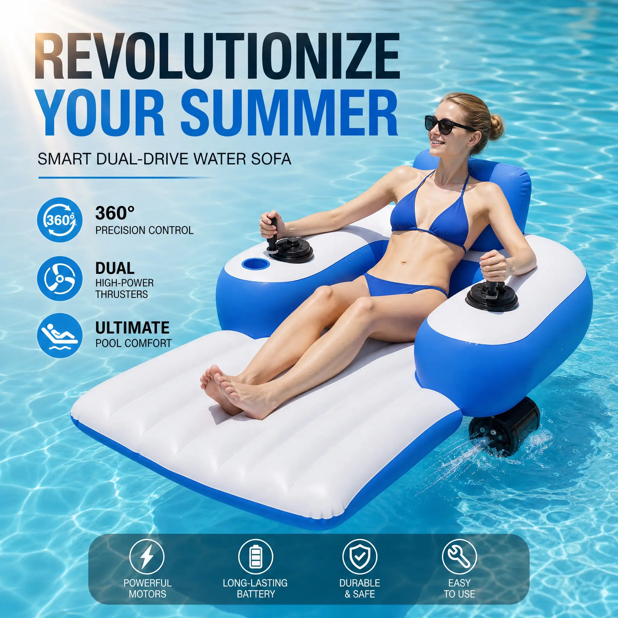 LUCEARS™ Motorized Inflatable Pool Float with Dual Thrusters