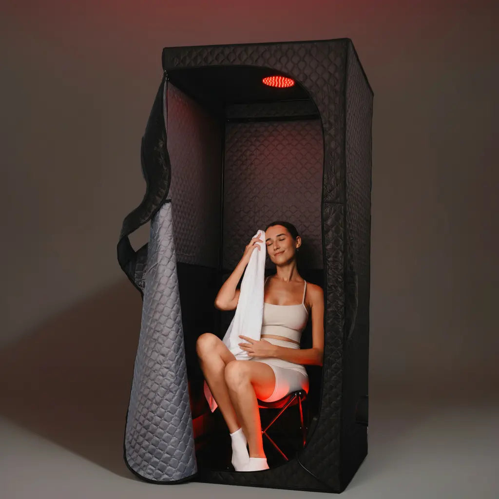 Lucear red light steam sauna with 50 LEDs for heat relaxation and circulation improvement