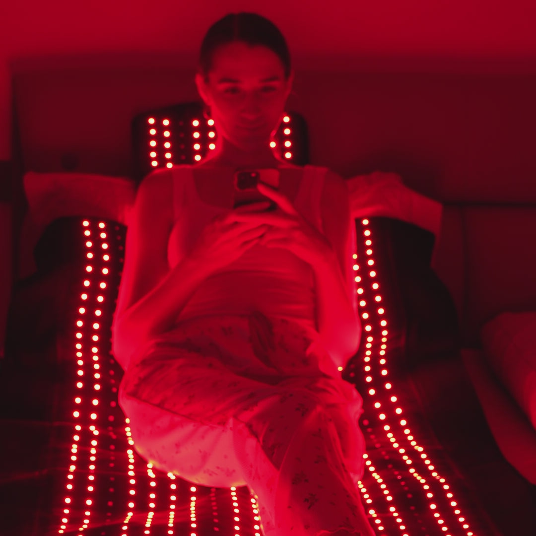 Load video: Lucears GlowWrap™ Red Light Therapy Blanket