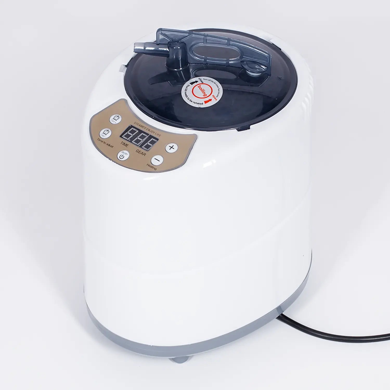 the white steamer can generate enough hot steam for sauna in 5-10 minutes
