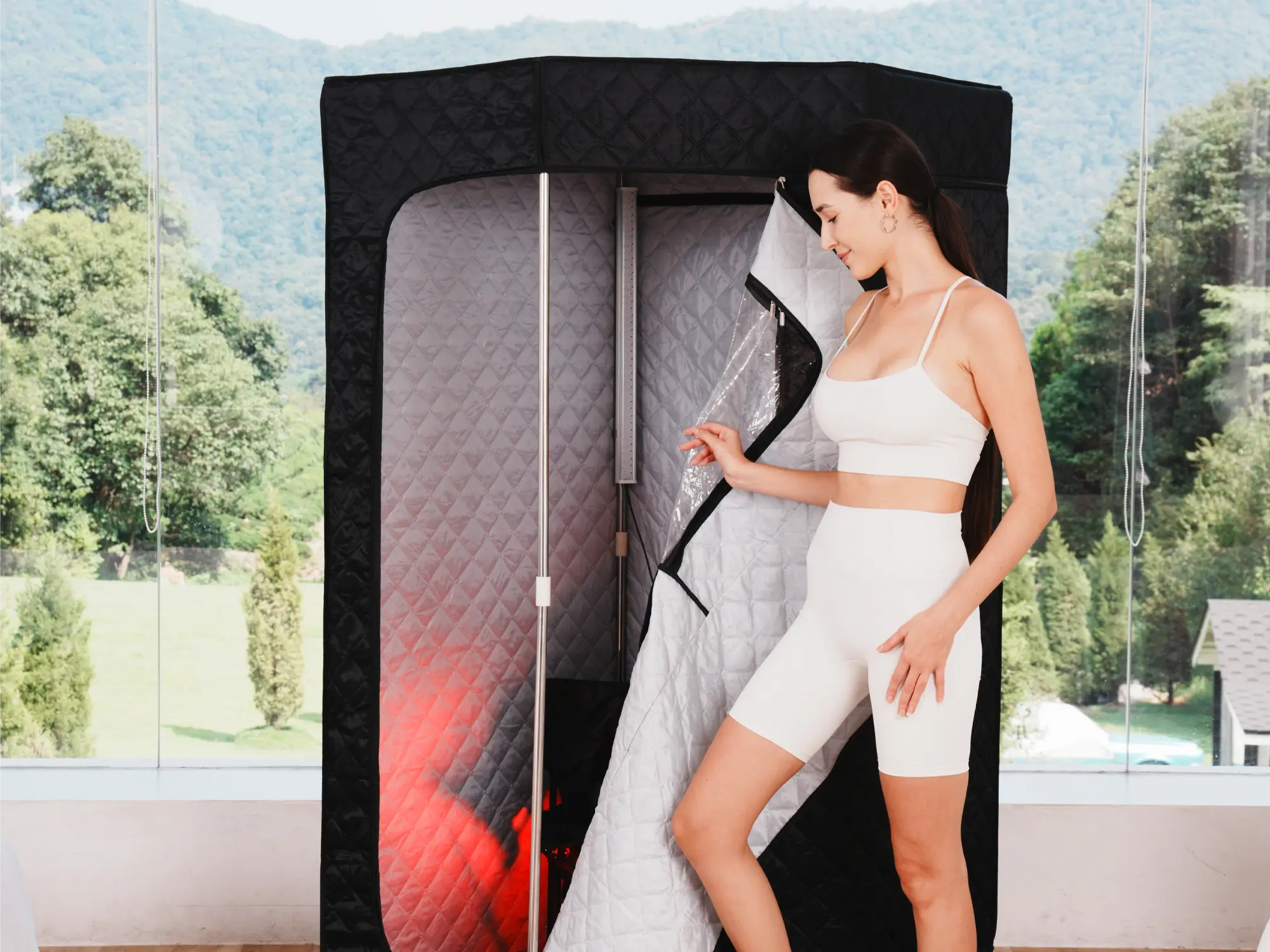 the sauna is fit well with tall people